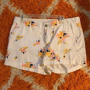 Old Navy White Shorts Yellow+Pink Flowers Size 10